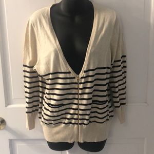 J. Crew Striped Zip Cardigan w/pockets